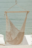 Mayan Legacy Extra Large Outdoor Cotton Mexican Hammock Chair in Cream Colour