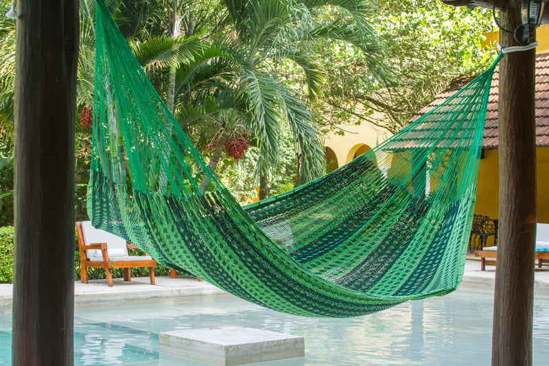 Mayan Legacy Jumbo Size Outdoor Cotton Mexican Hammock in Jardin Colour