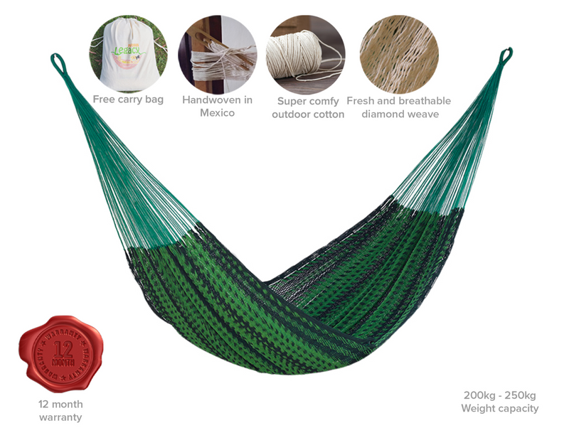 Mayan Legacy King Size Outdoor Cotton Mexican Hammock in Jardin Colour