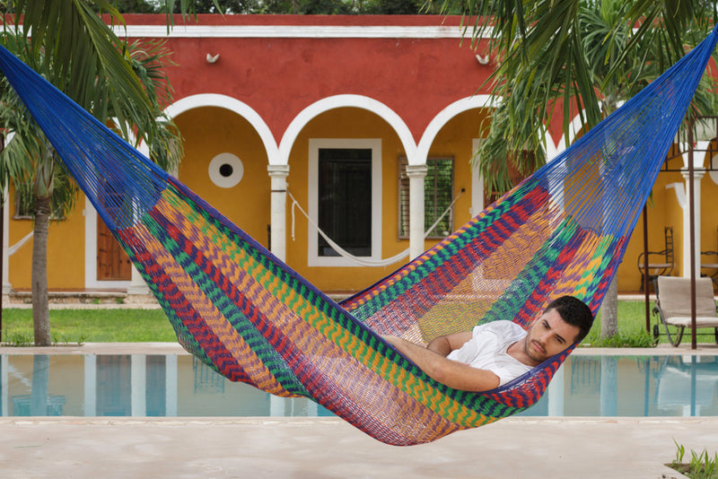 Mayan Legacy King Size Outdoor Cotton Mexican Hammock in Mexicana Colour
