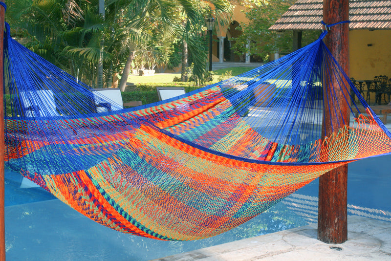 Mayan Legacy King Size Outdoor Cotton Mexican Hammock in Mexicana Colour