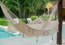 Mayan Legacy Queen Size Deluxe Outdoor Cotton Mexican Hammock in Cream Colour