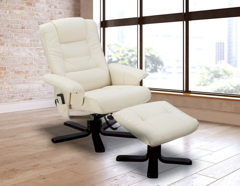 PU Leather Massage Chair Recliner Ottoman Lounge Remote