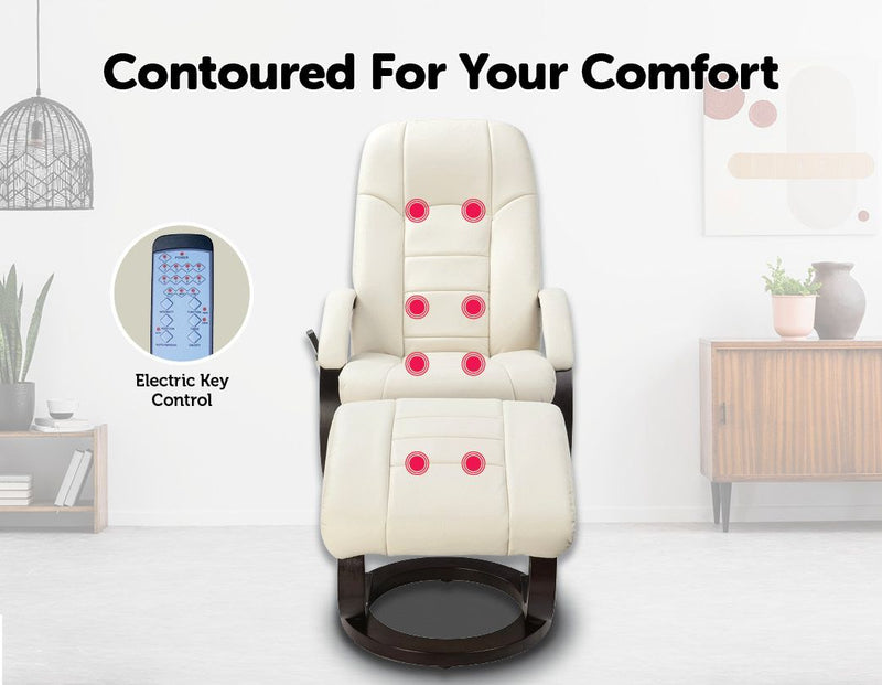 PU Leather Massage Chair Recliner Ottoman Lounge Remote